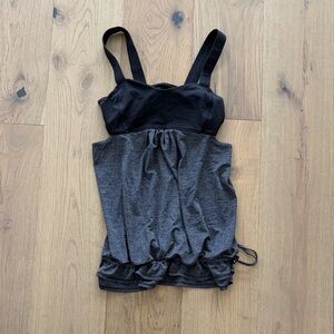 Women's Lululemon Black & Charcoal Grey Tank Top with Built-In Shelf Bra